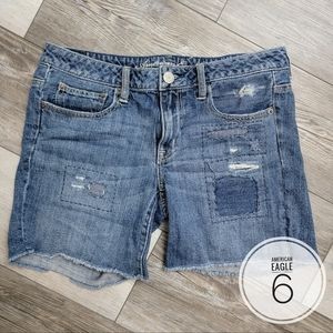 Size 6 American Eagle Patchwork Cut off Denim Shorts